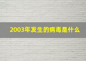 2003年发生的病毒是什么