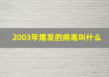 2003年爆发的病毒叫什么