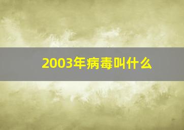 2003年病毒叫什么