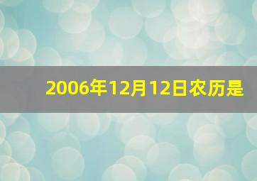 2006年12月12日农历是