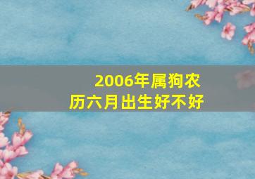 2006年属狗农历六月出生好不好