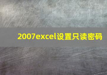 2007excel设置只读密码