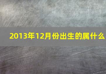 2013年12月份出生的属什么