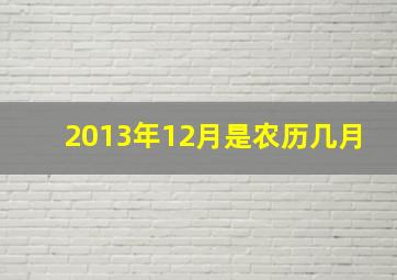 2013年12月是农历几月