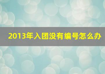 2013年入团没有编号怎么办