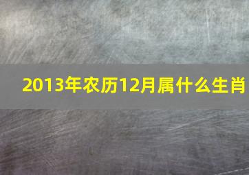 2013年农历12月属什么生肖