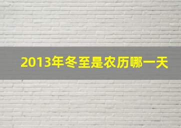 2013年冬至是农历哪一天