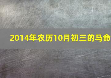 2014年农历10月初三的马命