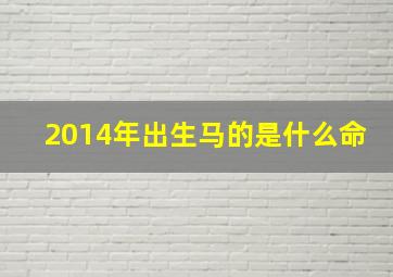 2014年出生马的是什么命