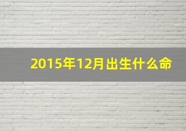 2015年12月出生什么命