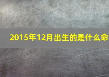 2015年12月出生的是什么命