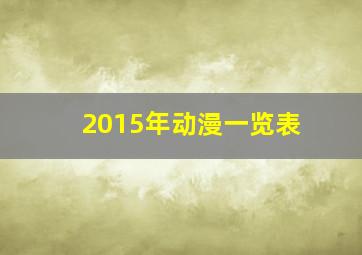 2015年动漫一览表