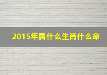 2015年属什么生肖什么命