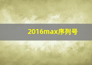 2016max序列号