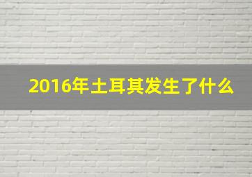 2016年土耳其发生了什么