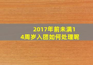 2017年前未满14周岁入团如何处理呢