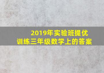 2019年实验班提优训练三年级数学上的答案