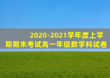 2020-2021学年度上学期期末考试高一年级数学科试卷