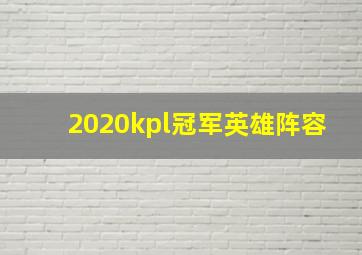 2020kpl冠军英雄阵容