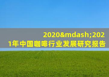 2020—2021年中国咖啡行业发展研究报告