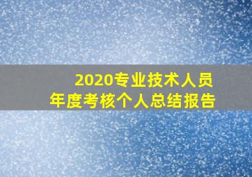 2020专业技术人员年度考核个人总结报告