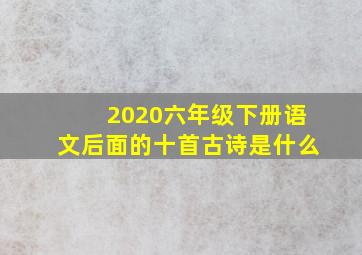 2020六年级下册语文后面的十首古诗是什么