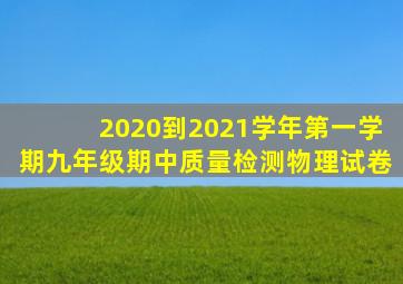 2020到2021学年第一学期九年级期中质量检测物理试卷