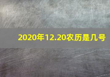 2020年12.20农历是几号