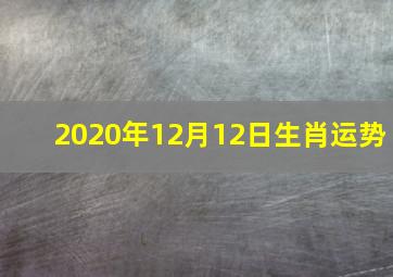 2020年12月12日生肖运势