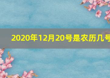 2020年12月20号是农历几号