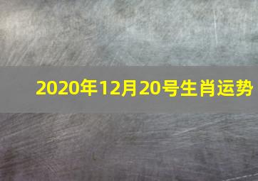 2020年12月20号生肖运势