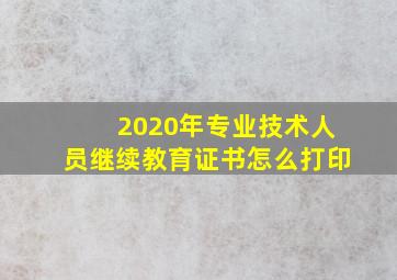 2020年专业技术人员继续教育证书怎么打印