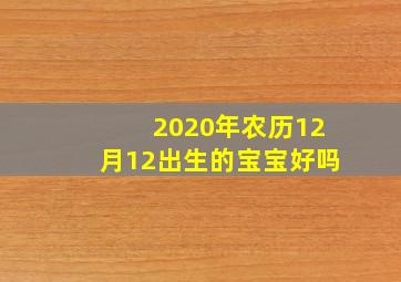 2020年农历12月12出生的宝宝好吗