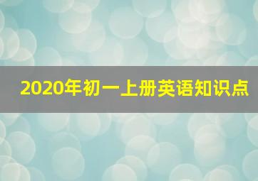 2020年初一上册英语知识点