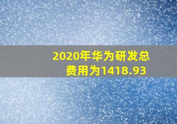 2020年华为研发总费用为1418.93