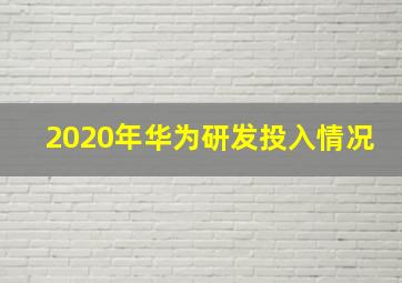 2020年华为研发投入情况