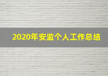 2020年安监个人工作总结