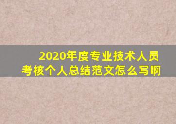 2020年度专业技术人员考核个人总结范文怎么写啊