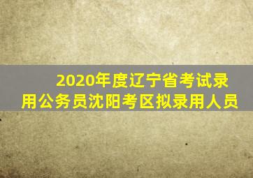 2020年度辽宁省考试录用公务员沈阳考区拟录用人员