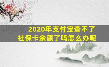 2020年支付宝查不了社保卡余额了吗怎么办呢