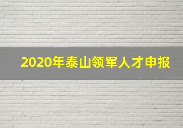 2020年泰山领军人才申报