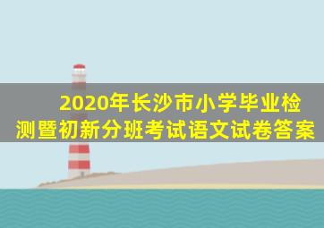 2020年长沙市小学毕业检测暨初新分班考试语文试卷答案