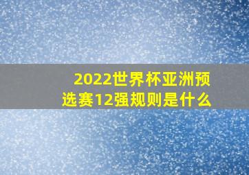 2022世界杯亚洲预选赛12强规则是什么