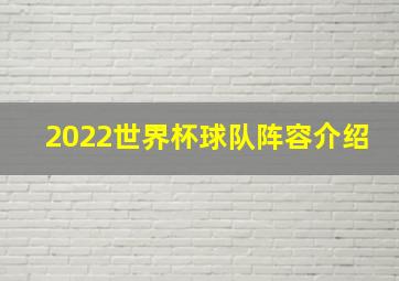 2022世界杯球队阵容介绍