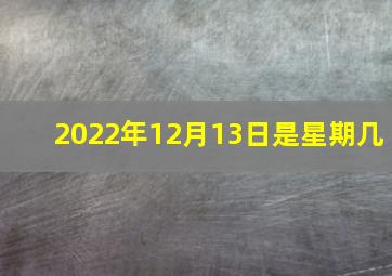 2022年12月13日是星期几