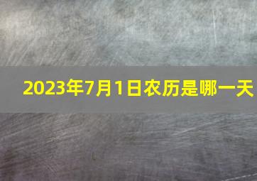 2023年7月1日农历是哪一天