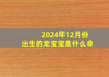 2024年12月份出生的龙宝宝是什么命