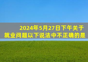 2024年5月27日下午关于就业问题以下说法中不正确的是