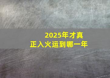 2025年才真正入火运到哪一年