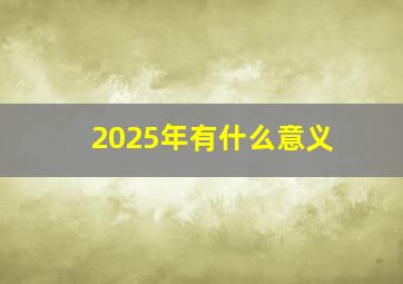 2025年有什么意义